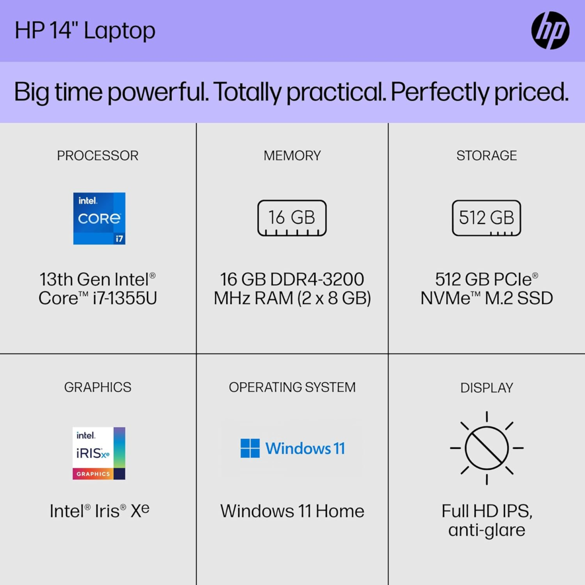 14 Inch Laptop, FHD Display, 13Th Generation Intel Core I7-1355U, 16 GB RAM, 512 GB SSD, Intel Iris Xe Graphics, Windows 11 Home, 14-Ep0199Nr (2024) - Image 2