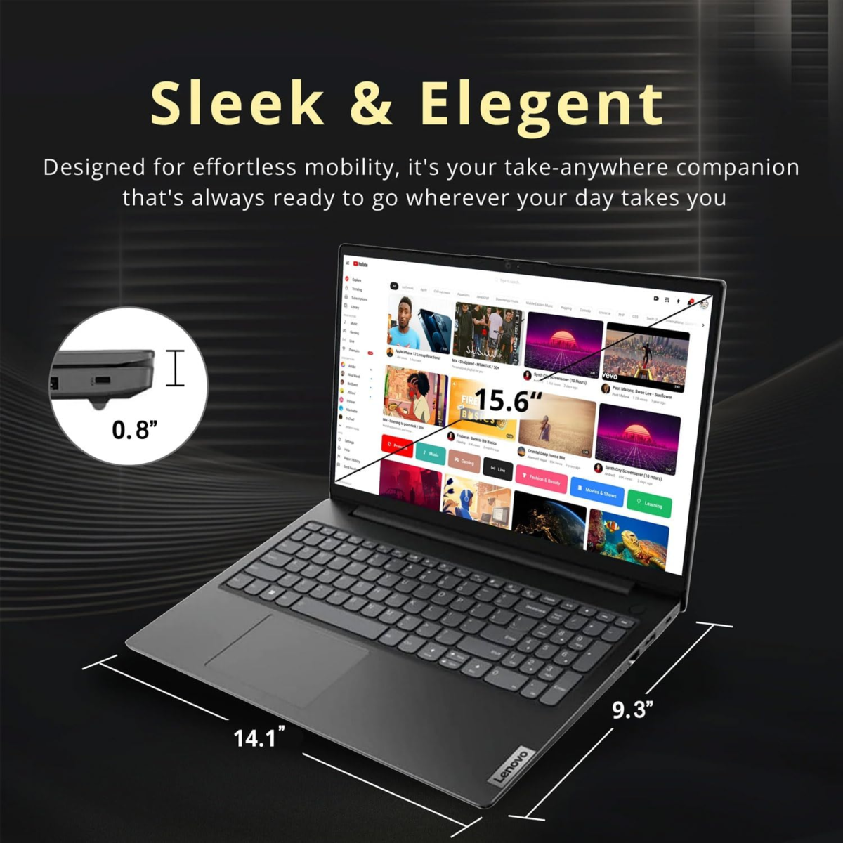 V Series 15.6" FHD Business Laptop, Intel Core I5-1235U, 16GB RAM, 1TB SSD, Webcam, HDMI, RJ-45, Wi-Fi, W11H, Black - Image 3
