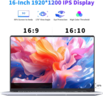 16 Inch Laptop Computer | Gaming Laptop | 16GB RAM 1TB SSD | N100 Processor | FHD 1920 * 1200 | 180 Angle Open | Backlit | BT4 WIFI5 | Windows 11 Pro | Fingerprint Unlock | UHD Graphics 750 Mhz - Image 4