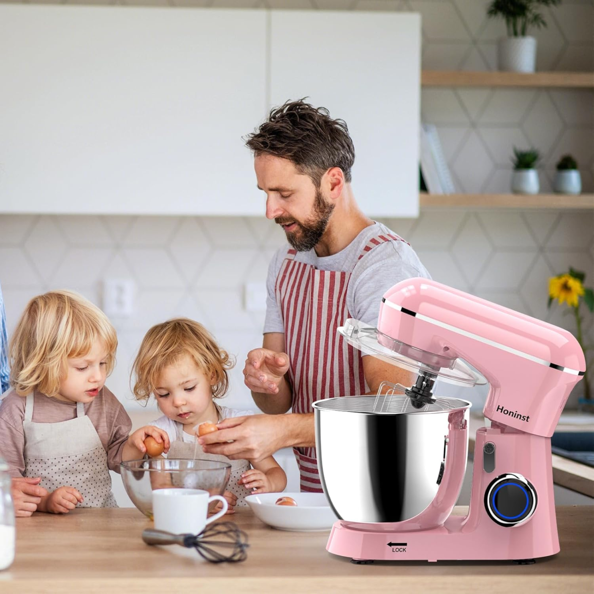 Stand Mixer, 6.5QT 10-Speed Tilt-Head Electric Stand Mixer, 3-In-1 Kitchen Mixer with Bowl, Dough Hook, Whisk and Beater, Food Mixer for Baking, Cake and Most Home Cooks, Pink - Image 7