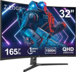 Z-Edge 32 Inch Curved Gaming Monitor, 16:9 QHD 2K 2560X1440 165/144Hz 1Ms Frameless LED Gaming Monitor, AMD Freesync Premium Display Port HDMI