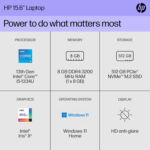 15 Inch Laptop, HD Display, 13Th Generation Intel Core I5-1334U, 8 GB RAM, 512 GB SSD, Intel Iris Xe Graphics, Windows 11 Home, 15-Fd0012Nr (2024) - Image 2