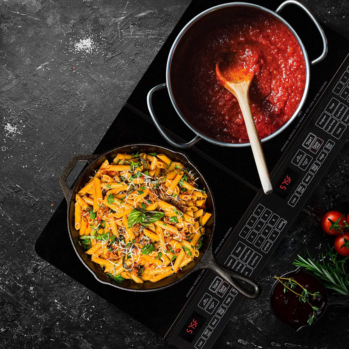 PIC Double, Portable, Powerful 1800W with 2 Large 8” Heating Coils, Independent Controls, 94 Temp Settings from 100°F to 575°F in 5°F Increments, 11.5” Shatter-Proof Ceramic Glass Surface - Image 6