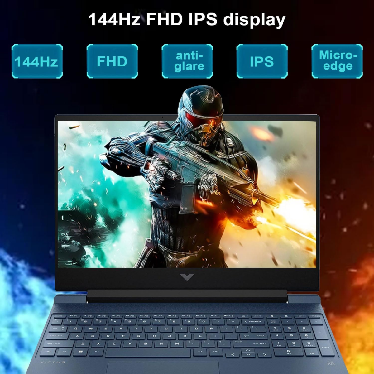 Victus 15.6 I5 Gaming Laptop, 15.6" FHD 1920*1080 144Hz, Intel Core I5-12450H, NVIDIA Geforce RTX 3050, 32GB RAM, 1TB SSD, Backlit KB, Toucad, SD Card Reader, Webcam, HDMI, Wi-Fi 6, W11 H, Blue - Image 3