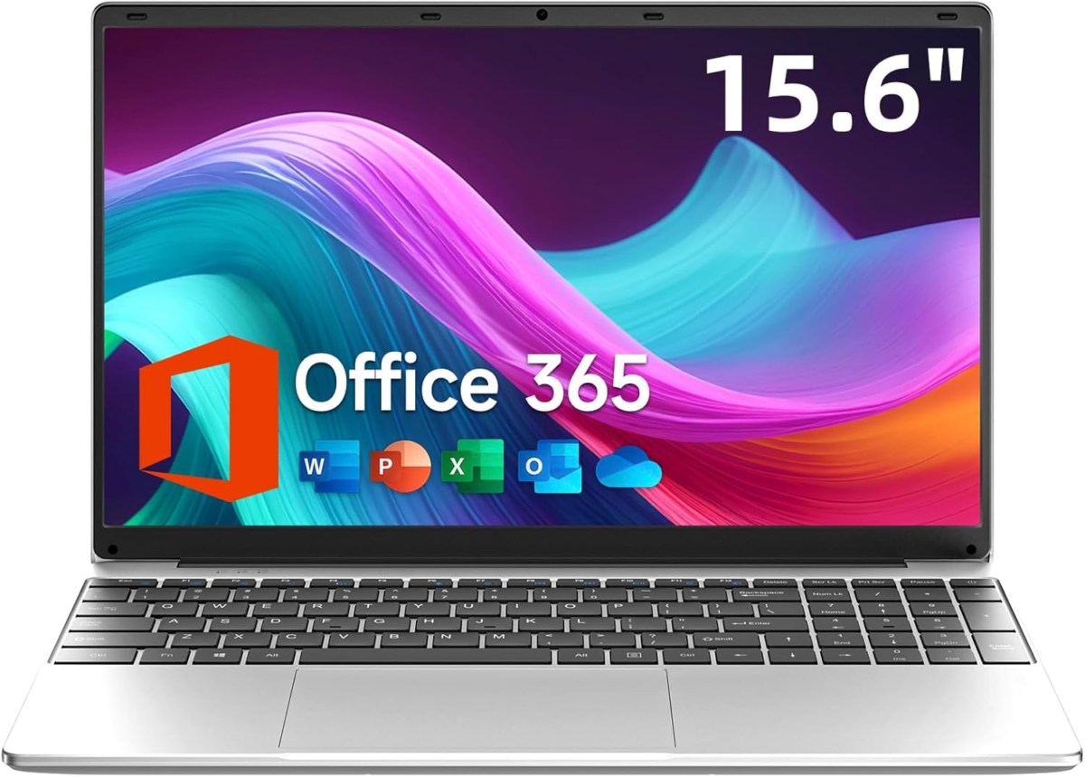 15.6 Inch Laptop with Office 365, 4GB RAM, 128GB Storage Expandable 1TB, 5205U Processor, HD Display, Windows 11 Laptops Computer, Wi-Fi 5, BT4.2, Numpad, Type-C, for Business and Students. - Image 1