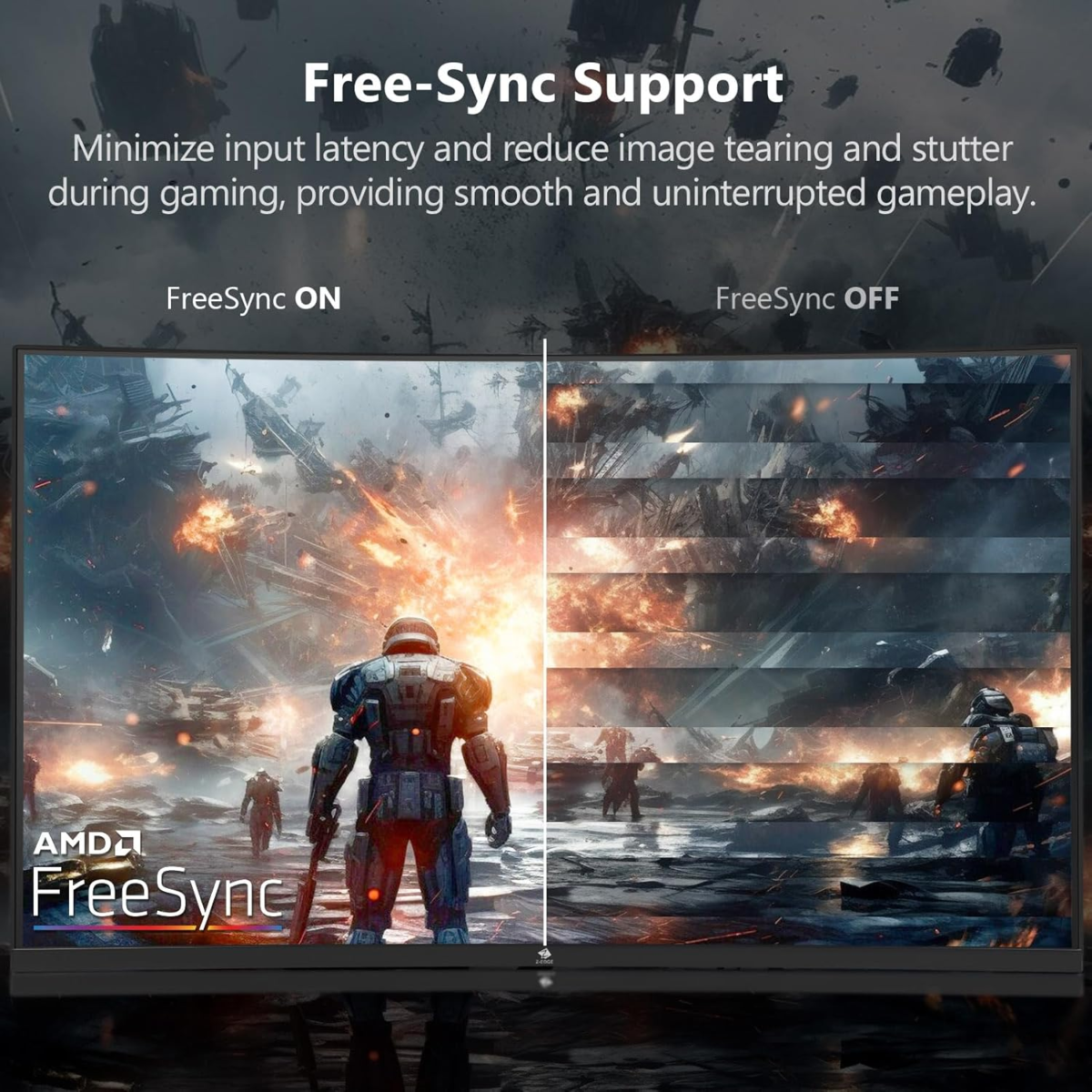 Z-Edge 32 Inch Curved Gaming Monitor, 16:9 QHD 2K 2560X1440 165/144Hz 1Ms Frameless LED Gaming Monitor, AMD Freesync Premium Display Port HDMI - Image 6