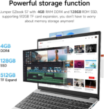 15.6 Inch Laptop with Office 365, 4GB RAM, 128GB Storage Expandable 1TB, 5205U Processor, HD Display, Windows 11 Laptops Computer, Wi-Fi 5, BT4.2, Numpad, Type-C, for Business and Students. - Image 4