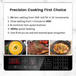 PIC Double, Portable, Powerful 1800W with 2 Large 8” Heating Coils, Independent Controls, 94 Temp Settings from 100°F to 575°F in 5°F Increments, 11.5” Shatter-Proof Ceramic Glass Surface - Image 2