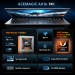 2024 Newest Gaming Laptop, 16.1-Inch FHD Display Laptop with AMD Ryzen 7 5825U Processor(8C/16T), 16GB RAM 512GB ROM Laptop Computer, Support Wifi 6, 53Wh Battery, with Backlit Keyboard - Image 2